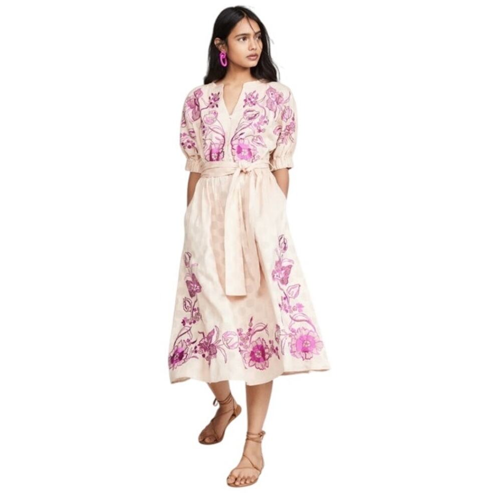 Misa Los Angeles Dress Small Lusila Embroidered Boho Peasant Cottage Pockets